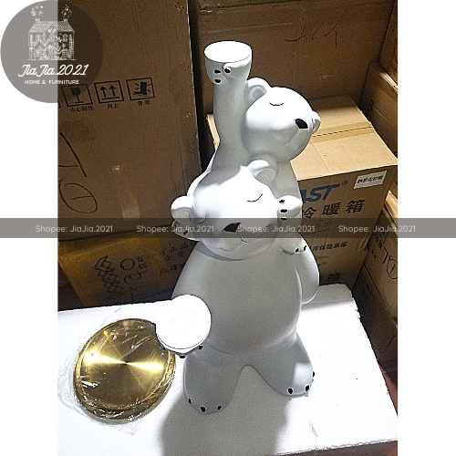 Gấu bắc cực bigsize phòng khách tượng gấu bê khay trang trí nhà, quà tân gia - Gấu mẹ gấu con