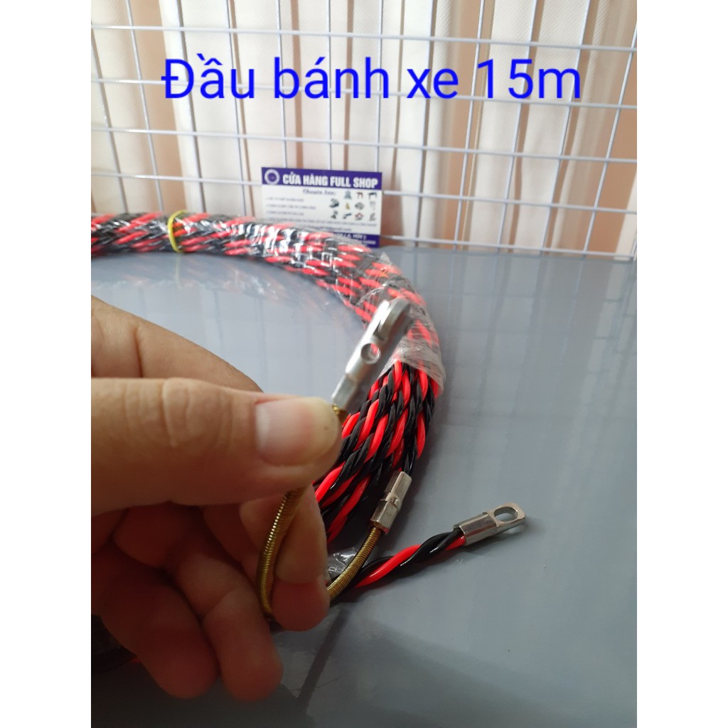 Dây mồi 15m 6mm 3 lõi xoắn đầu bánh xe ( kèm 1 dây thắt )