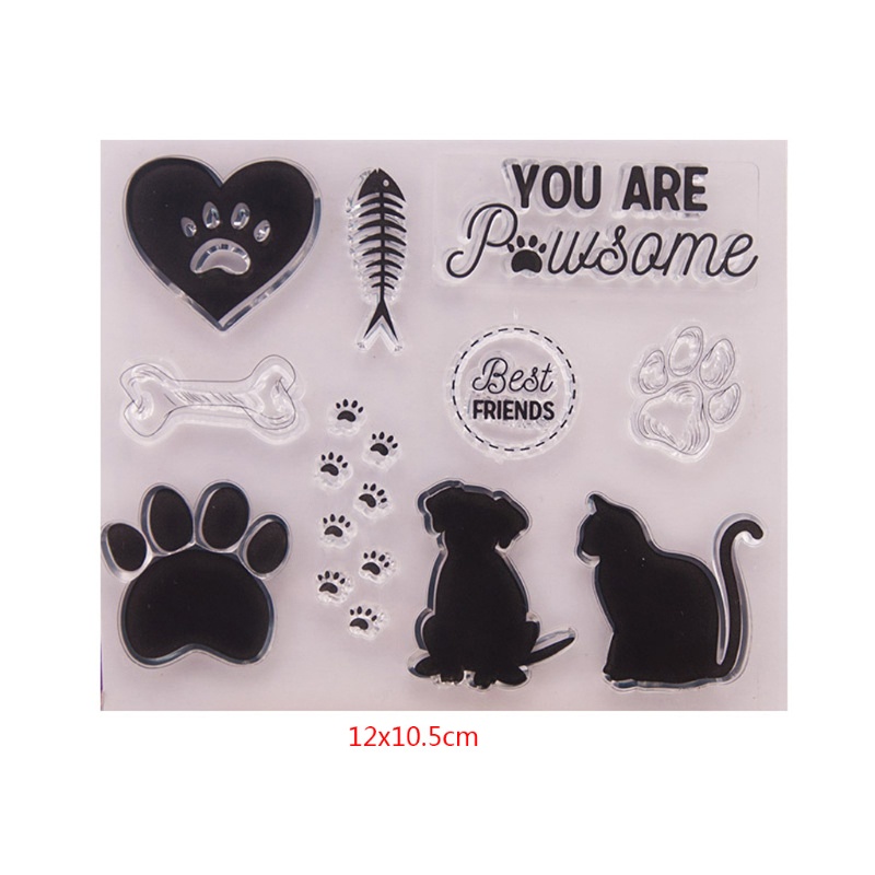 Con Dấu Silicone Trong Suốt Hình Chó Mèo Trang Trí Scrapbook