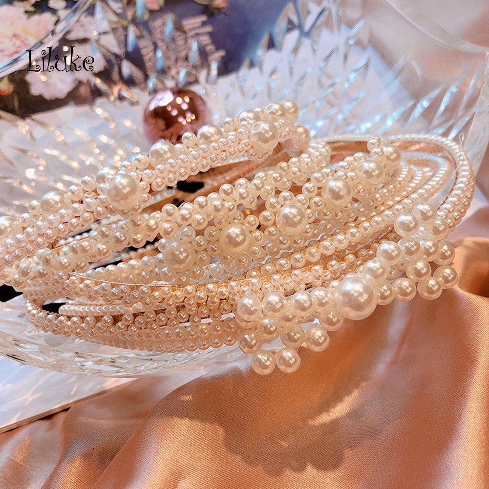 Băng Đô Cài Tóc Đính Hạt Ngọc Trai Giả Thanh Lịch Cho Nữ