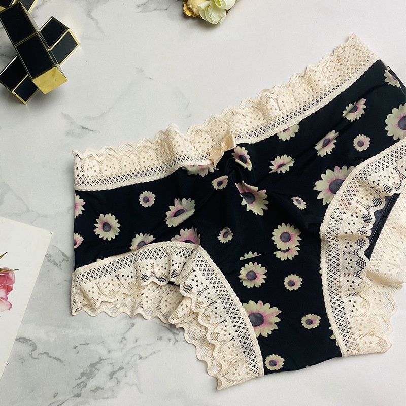 Quần lót nữ Thun Lạnh siêu thoáng mát, viền ren, Quần sịp hoạ tiết dễ thương QL11 [95's House]