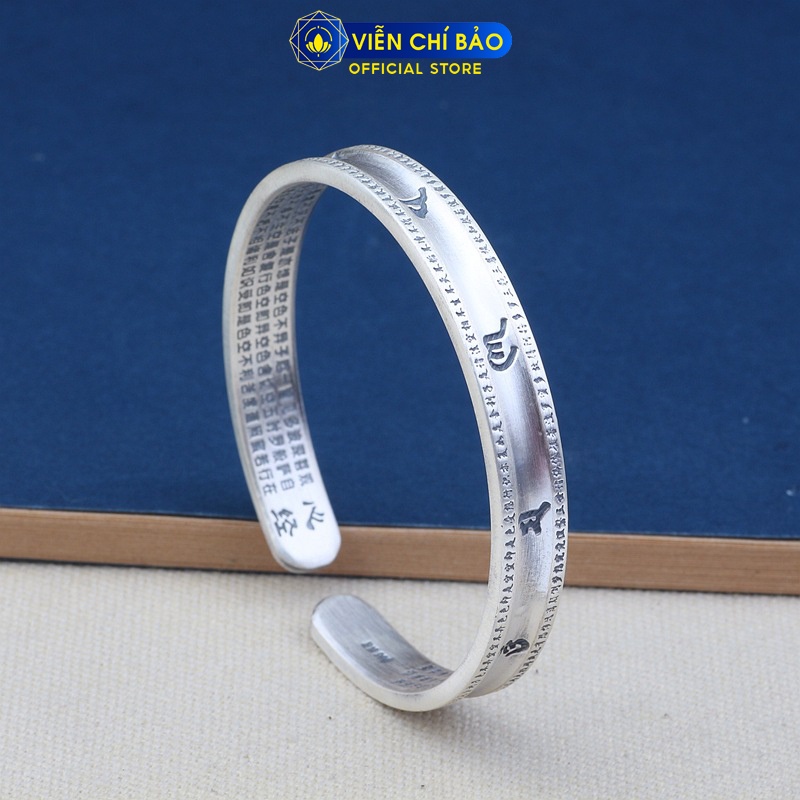 Kiềng tay bạc nữ Lục Tự Thần Chú chất liệu bạc Thái 925 thời trang phụ kiện trang sức Viễn Chí Bảo L000420