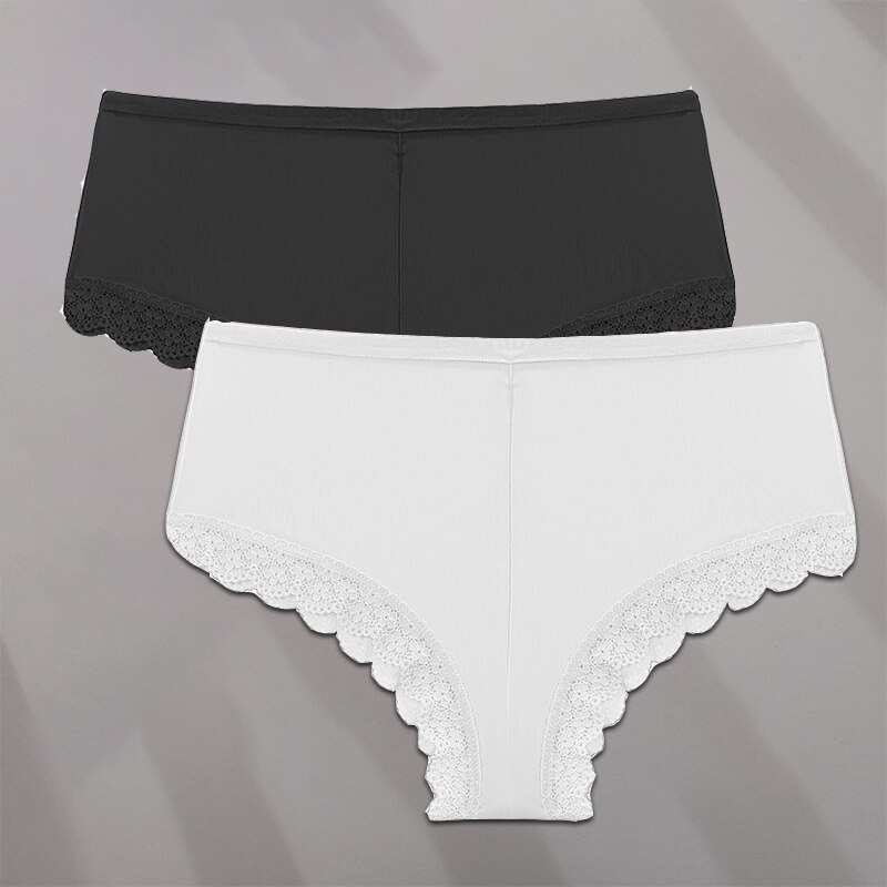 Set 2 Quần Lọt Khe FINETOO Không Đường May Phối Ren Phong Cách Brazil Quyến Rũ Size Lớn Cho Nữ M-XXL