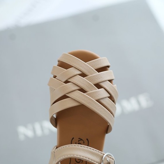 Giày sandals dây thắt nơ màu sắc đơn giản cho bé