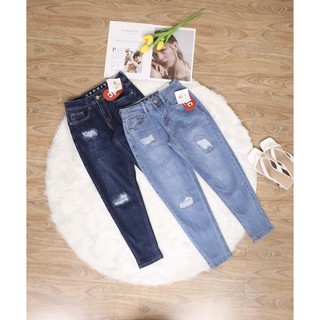 Mh bán sỉ quần jean boy thêu chỉ m04 màu xanh vnxk cho nữ 293