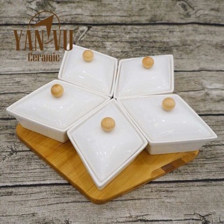 Khay mứt sứ trắng cao cấp