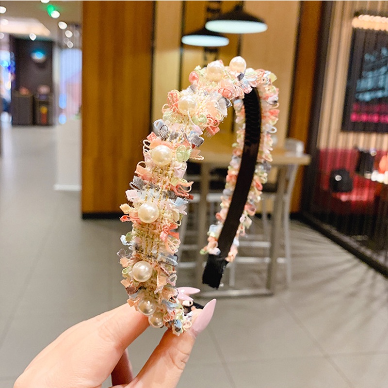 Mới Băng Đô Cài Tóc Đính Ngọc Trai Chống Trượt Cho Nữ