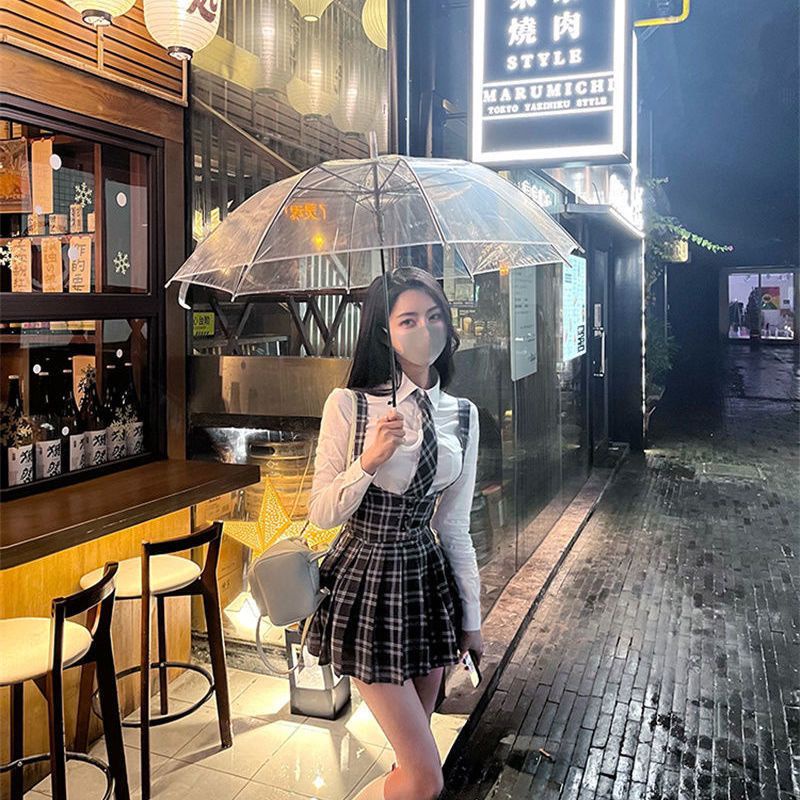 Set Áo Sơ Mi Ngắn + Áo Khoác Không Tay + Chân Váy Thiết Kế Mới Ngọt Ngào Thời Trang Mùa Xuân Dành Cho