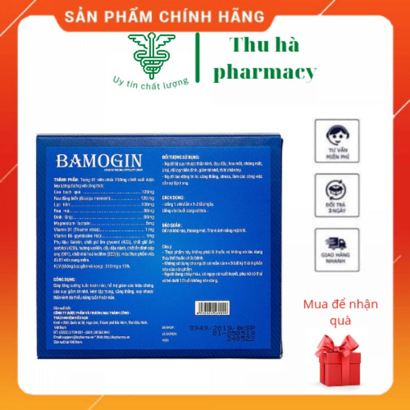 BAMOGIN (Ginkgo Biloba Extract 120mg) - GIÚP TĂNG CƯỜNG TUẦN HOÀN NÃO.