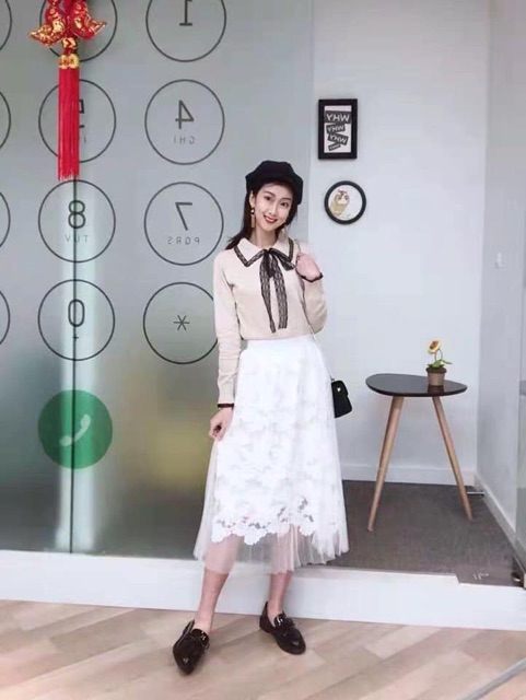 Áo len thắt cổ nơ