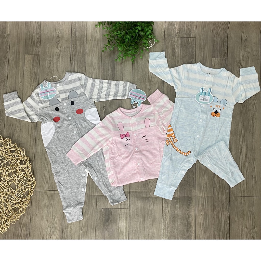 Lil - Body sơ sinh petit kẻ phối trơn
