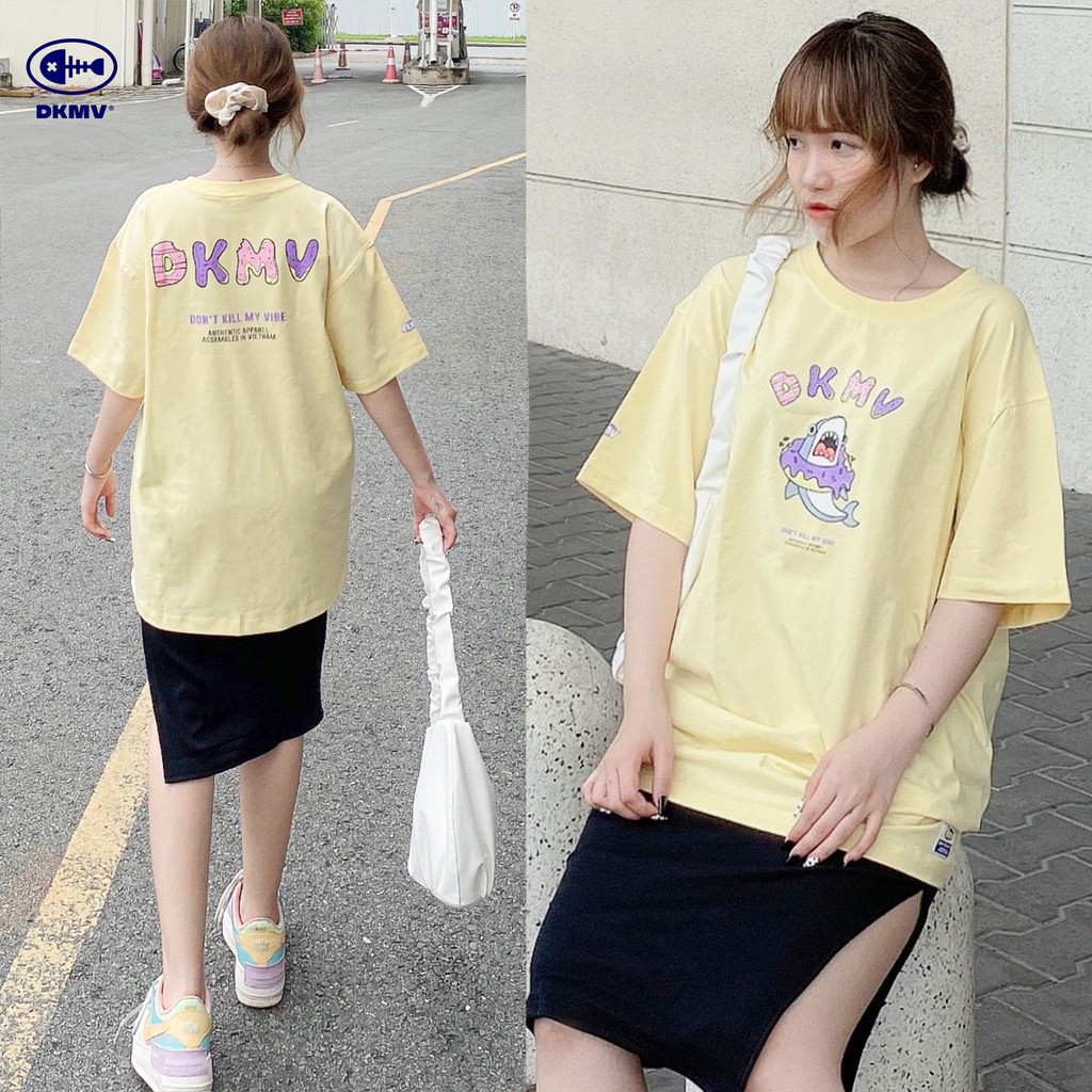 [Mã WASKT304 giảm 15% tối đa 30K đơn 99K] Áo phông unisex form rộng DKMV màu vàng | Áo thun nữ Donut Tee