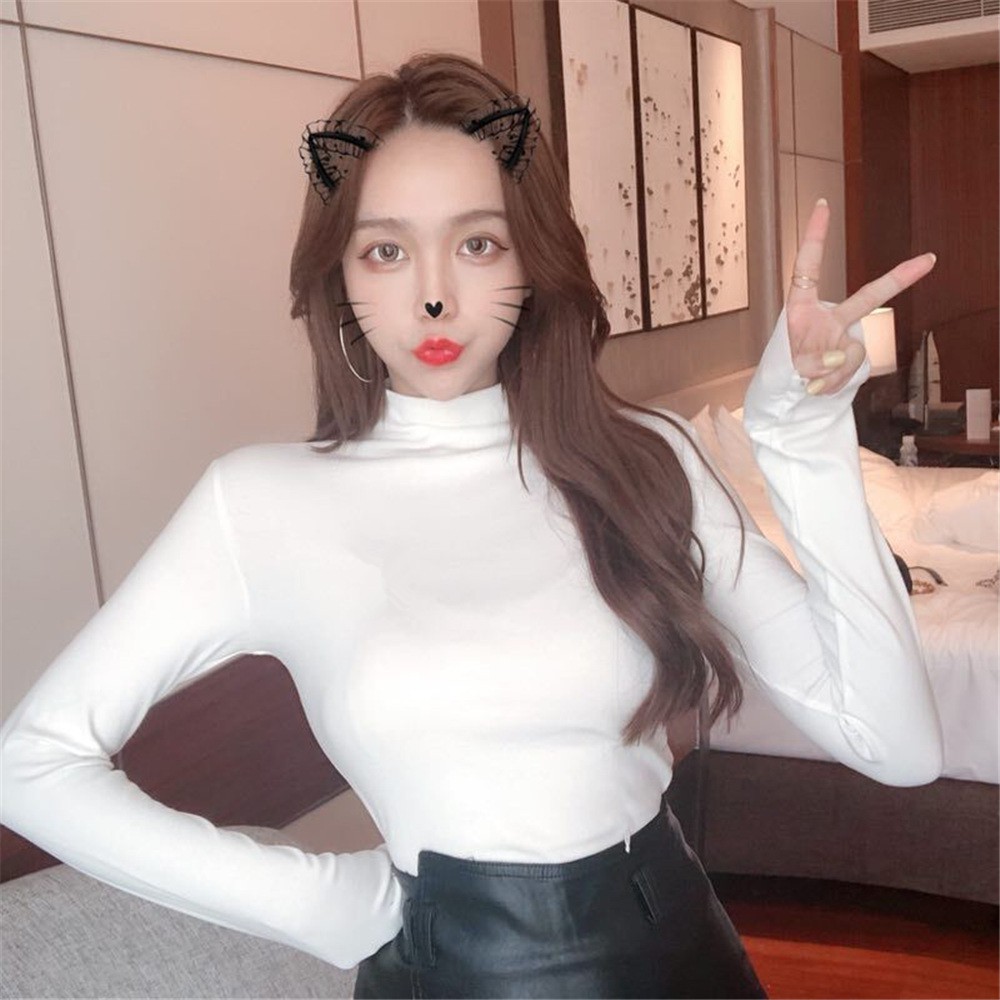 Áo kiểu nữ tay dài cổ lọ phong cách Hàn Quốc | BigBuy360 - bigbuy360.vn