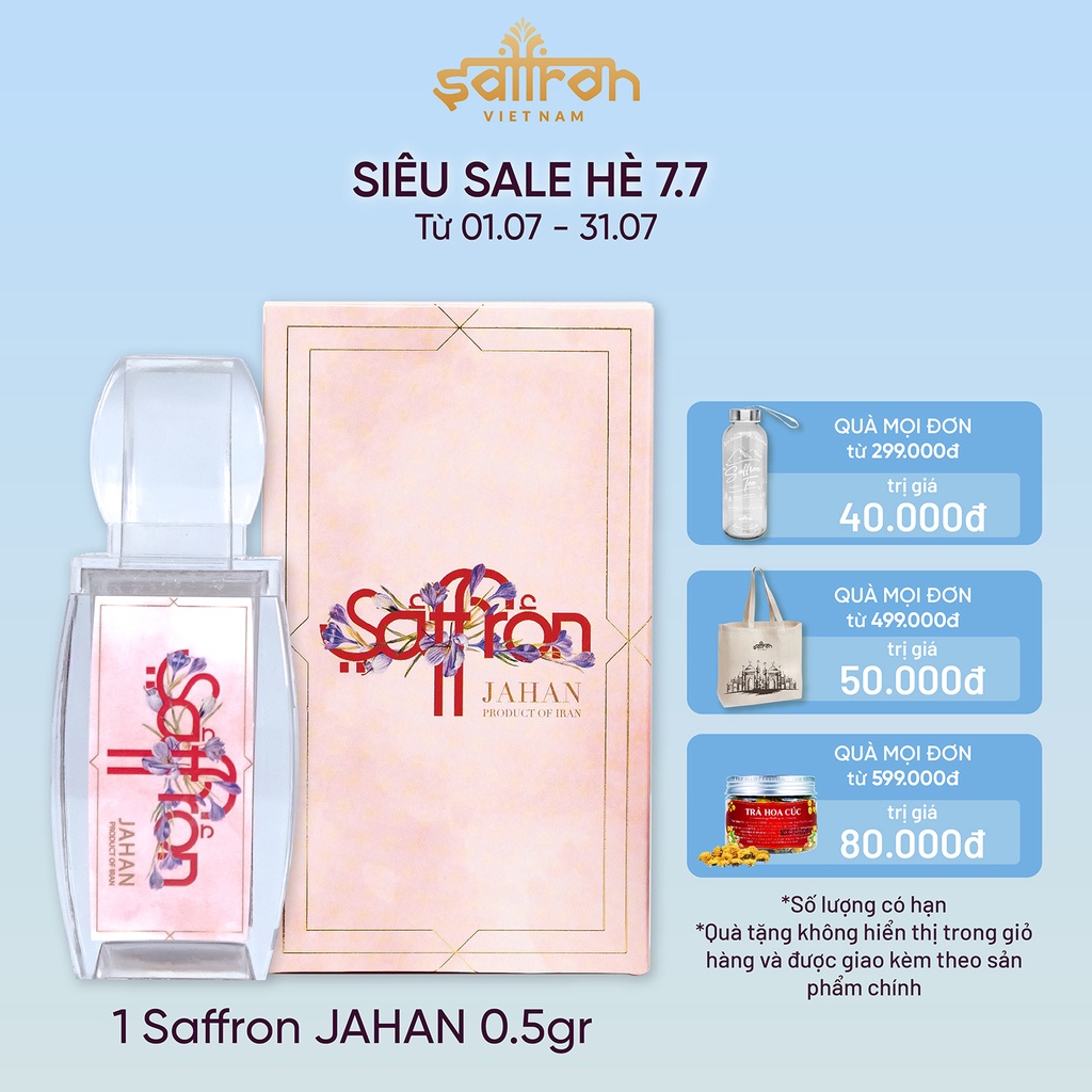 Nhụy Hoa Nghệ Tây Saffron Jahan 0.5Gr/hộp thuộc thương hiệu Saffron Việt Nam | BigBuy360 - bigbuy360.vn