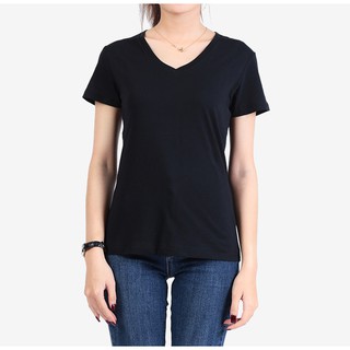 Áo thun đen trơn nữ cổ tim Gold Rhino cao cấp 100% cotton, hàng xuất khẩu Nhật Bản - BB Shop