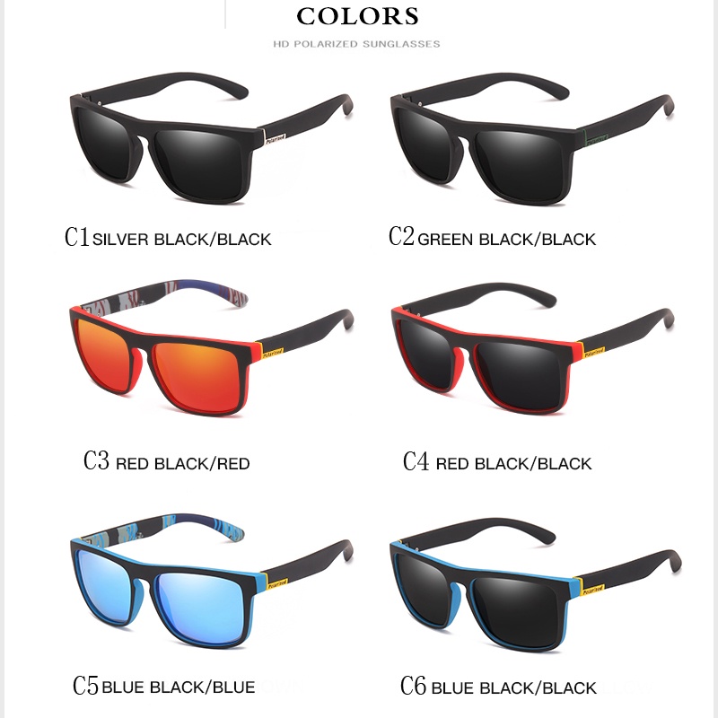 Kính Mát Phân Cực Chống Tia UV400 Polaroid Tròng Vuông Thời Trang Cho Nam Và Nữ