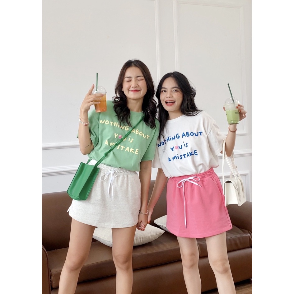 Áo thun tay ngắn cổ tròn form oversize in chữ Nothing About You - Sibling House