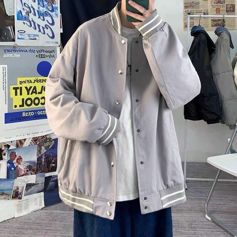 Áo Khoác Bomber Đen Trơn Basic Form Rộng Style Ulzzang - Khoác Bóng Chày Unisex Nam Nữ