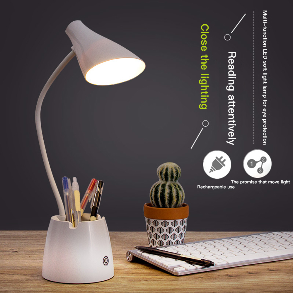 LED Reading Light USB Cylinder Lamp Rechargeable Dimmable Bedside Desk Top Table Lamp Folding Eye Protection Desk Lamp
