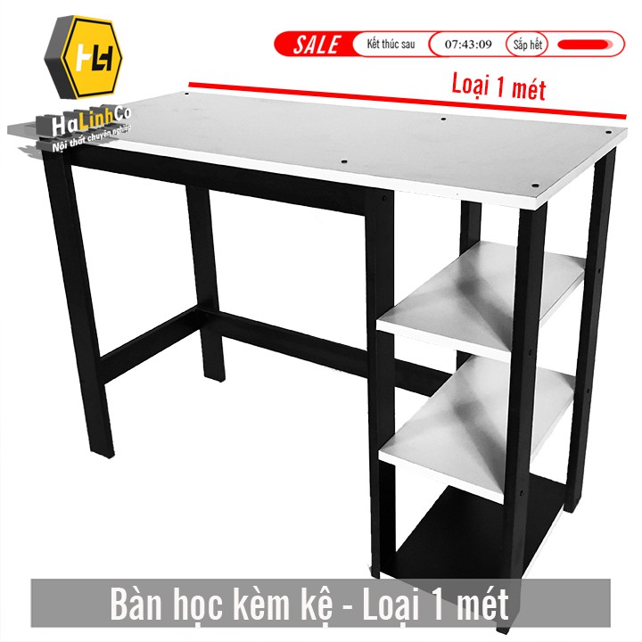 Halinhco- Bàn làm việc kèm kệ sách & Bàn học kèm kệ sách thông minh dạng lắp ghép tiện lợi (Bảo hành 12 tháng)