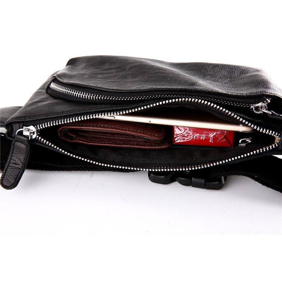 Túi Đeo Chéo Nam Mini Cá Tính Phom Hình Chữ Nhật Bền Đẹp Giá Rẻ Da PU Mềm Mại Chống Nước 3 Ngăn Rộng Rãi Tiện Lợi