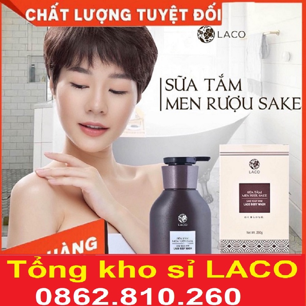 Sữa tắm Trắng Da men rượu Sake Laco Chính hãng Dưỡng trắng da, mờ vết thâm, mềm mịn da