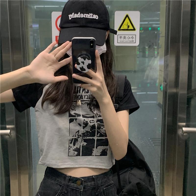 Áo thun tay ngắn dáng rộng màu sắc retro thời trang mùa hè phong cách Hàn Quốc cho nữ 2021