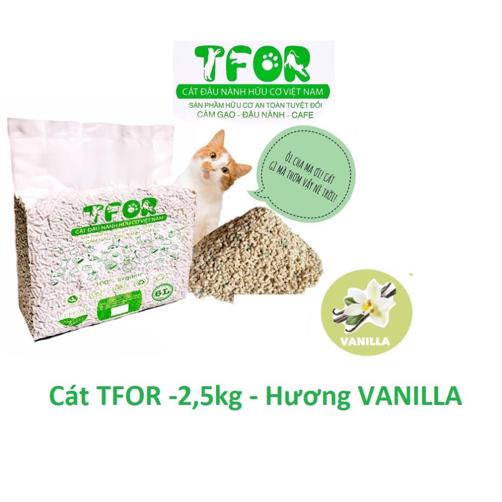 Cát đậu nành TFOR | Túi 6L~ 2.3KG | Cát vệ sinh cho mèo chiết xuất từ đậu nành an toàn cho mèo xuất xứ Việt Nam.