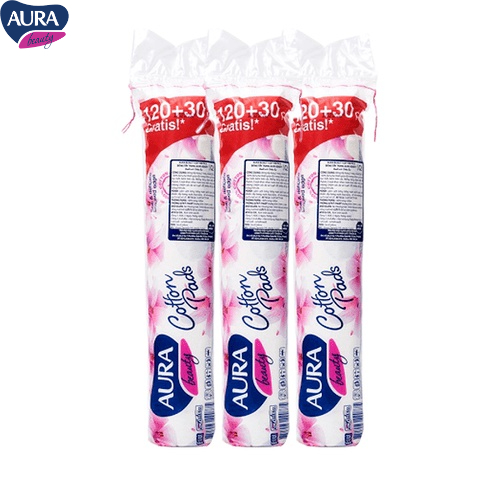 Combo 5 Bông Tẩy Trang Aura 100% Cotton Mềm Mịn 150 Miếng