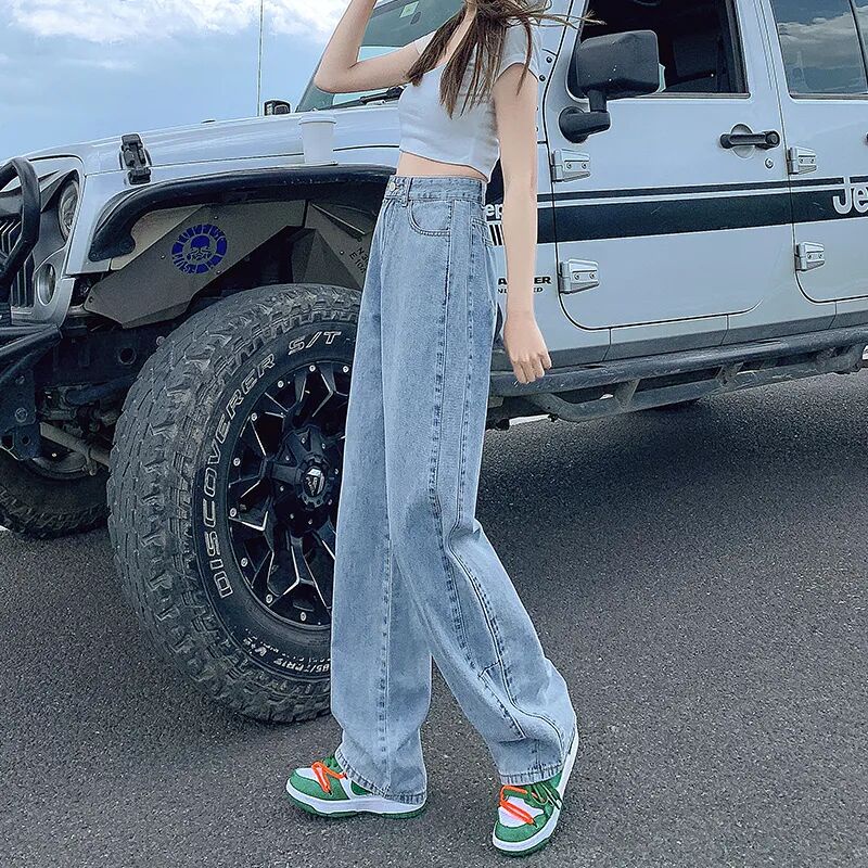 Quần Jeans Nữ Lưng Cao Ống Rộng Thời Trang Hàn Quốc