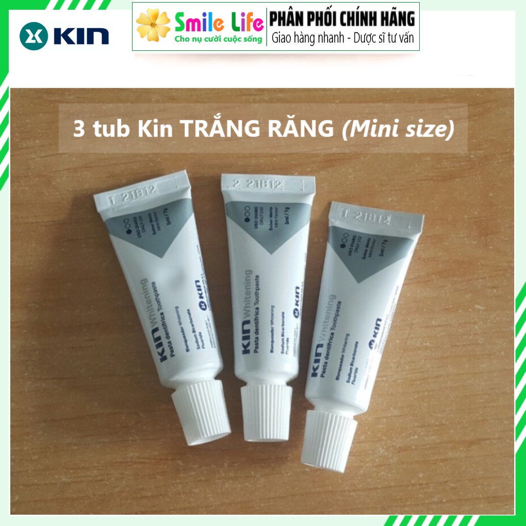 SMILE LIFE | 3Tub Kin trắng răng MINI - Kem đánh răng làm trắng KinWhitening ® 7g