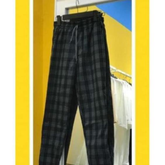 1hitshop QUẦN SỌC CARÔ XANH ĐEN - PLAID PANTS KAKI UNISEX