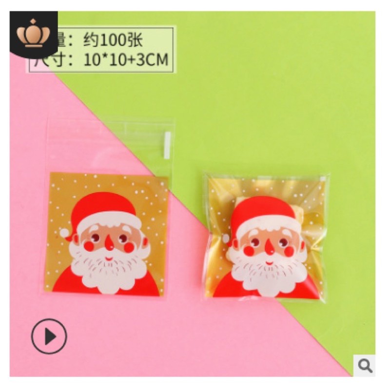 Set 10, 20, 50 túi đựng bánh cookie, quà tặng Người tuyết nền vàng 10 x 10 cm