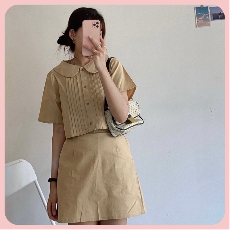 Sét áo cổ sen Chân Váy from A chất đẹp cực xinh ( Ảnh thật) | BigBuy360 - bigbuy360.vn