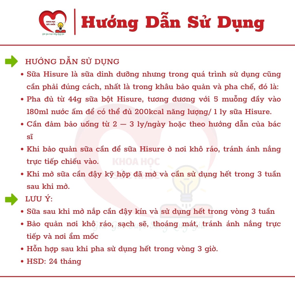 Sữa Hisure 400G - Sữa Dinh Dưỡng Hỗ Trợ Tăng Cường Tiêu Hóa Và Hấp Thu khoahocsuckhoe