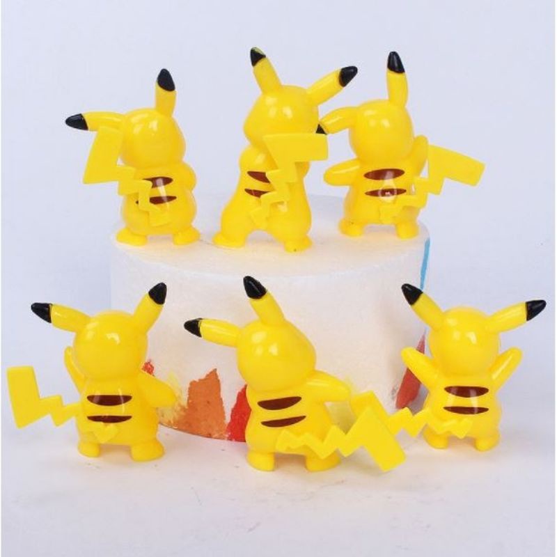 Bộ 6 pikachu nhựa trang trí bánh kem, pokemon
