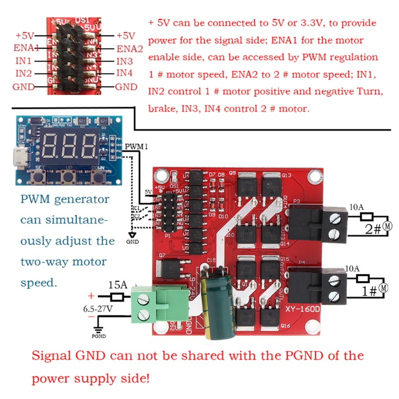 Bảng Mạch Điều Khiển Động Cơ Kép Tự Lắp Ráp Sel1x12v 24v 7a 160w H-bridge L298 Logic