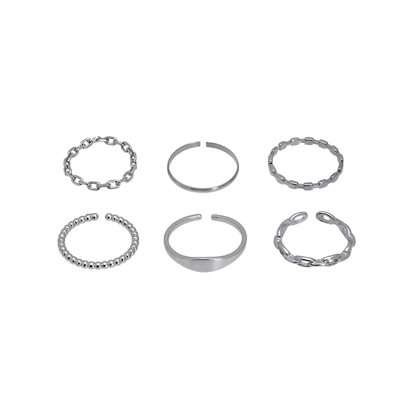 Bộ 5 Nhẫn Bạc Dạng Xoắn Thời Trang Cho Nữ