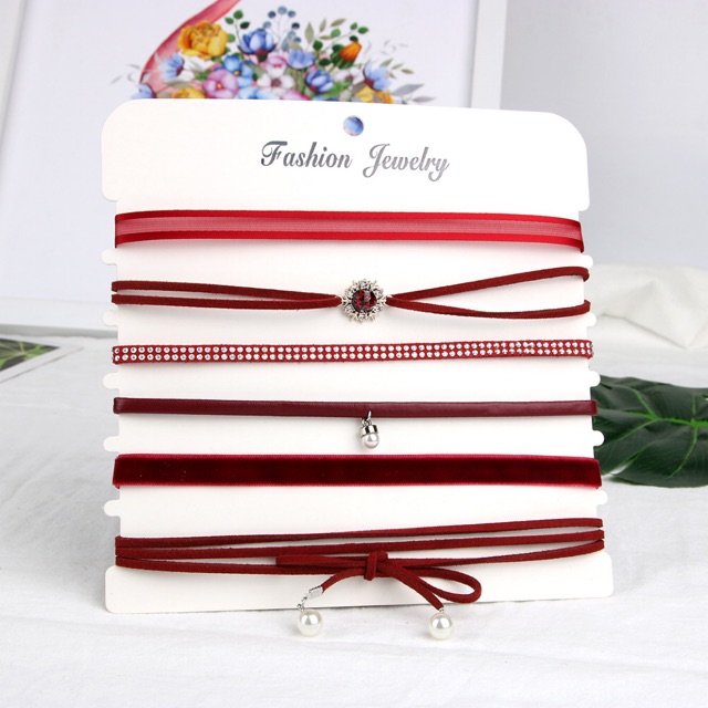 Set 6 choker đỏ siêu sang chảnh