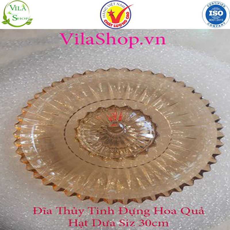 Đĩa Thủy Tinh Đựng Hoa Qủa, Khay Thủy Tinh Đựng Mứt, Bánh Kẹo Đường Kính 30cm. Thố Đựng Mứt, Hũ Đựng Mứt.