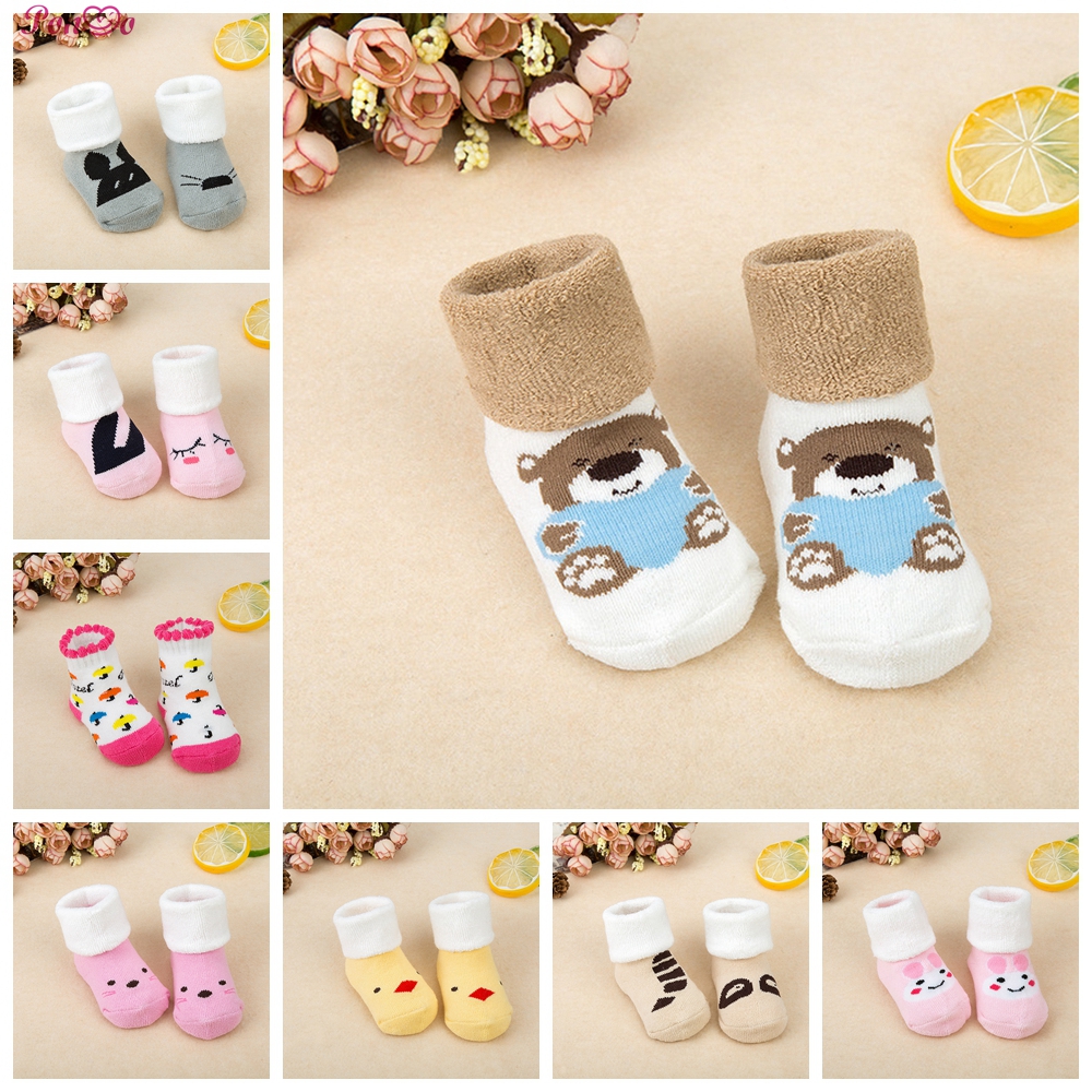 0-3Yrs Newborn Baby Socks Winter Cartoon Cotton Kids Floor Sock Thick Warm Girl Boy Socks