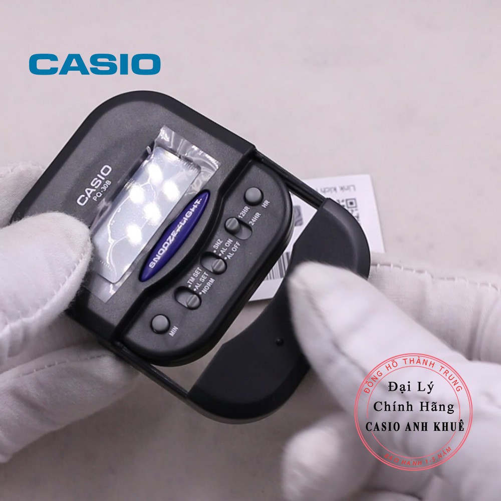 Đồng hồ báo thức du lịch - để bàn điện tử Casio PQ-30B-1DF màu đen 6X6cm