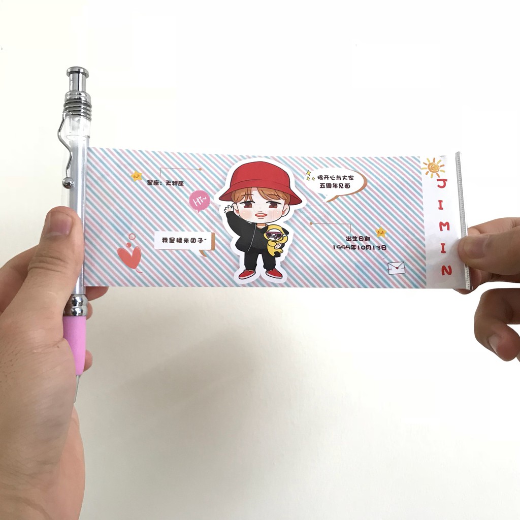 [BTS] Bút viết kèm ảnh chibi idol các thành viên BTS