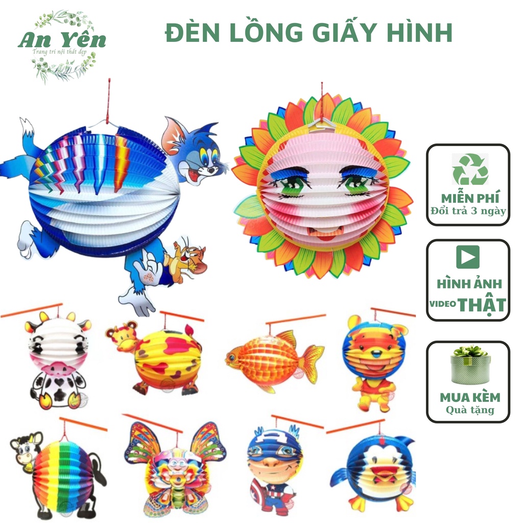 Đèn lồng trung thu bằng giấy hình nhiều mẫu giá rẻ