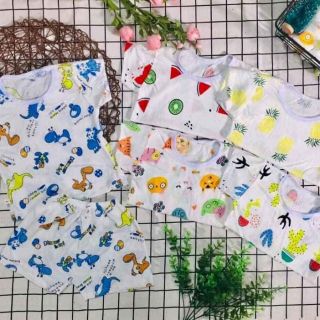 Bộ cotton giấy cộc tay thông hơi cài vai cho bé