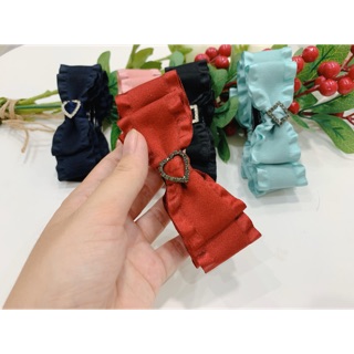 Kẹp tóc dáng dọc đính nơ handmade