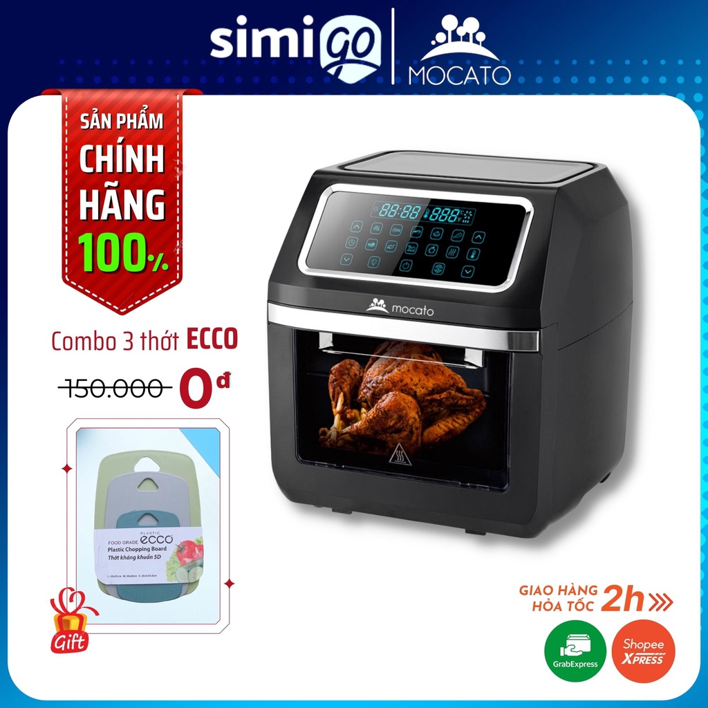 Nồi Chiên Không Dầu Kiêm Lò Nướng Dung Tích 10L MOCATO M607 1800W, Nồi Chiên Ko Khí (Không Kèm Lồng Rang, Xiên Nướng)