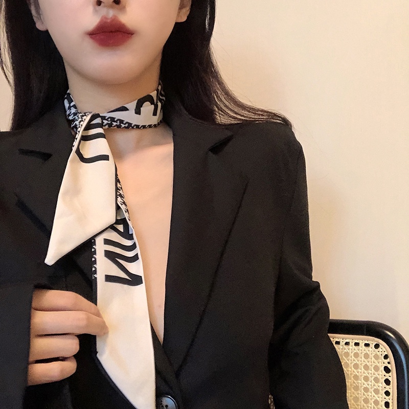 Khăn choàng cổ kiêm dây buộc tóc lụa thắt nơ dễ phối đồ thời trang xuân thu