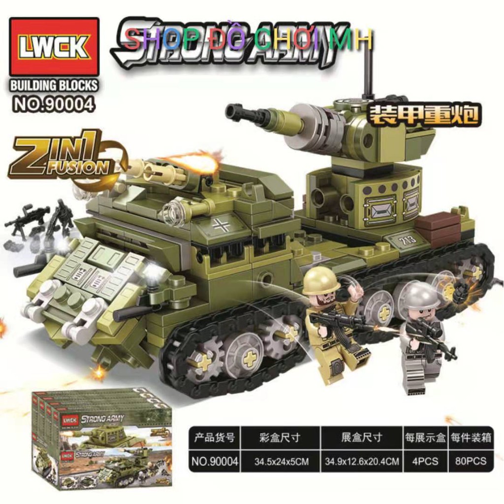 Đồ chơi Lego xếp hình lắp ráp LWCK 90004-combo 2in1 xe quân chủng