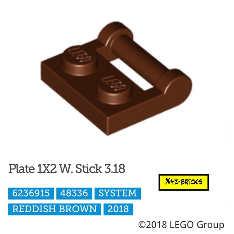 Bộ Phận Lắp Ráp Lego 6236915 - Plate 1x2 Với Que 3.18 Reddish Brown